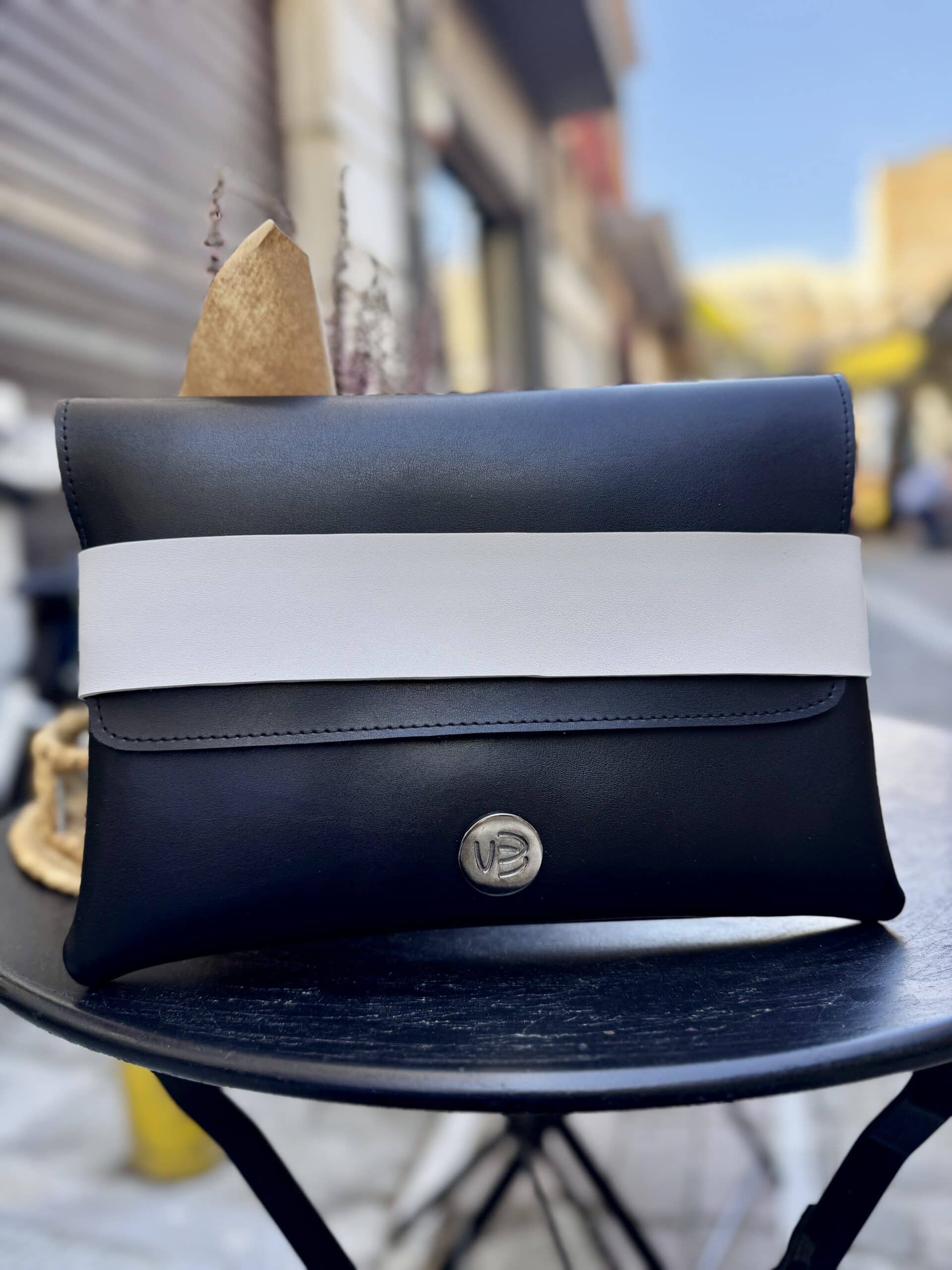 Black Vegan Leather Evening Clutch Handmade Vegan Leather Handbag 4