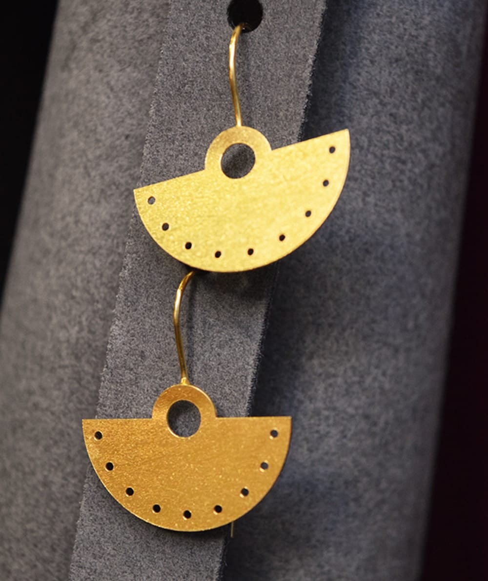 Σκουλαρίκια Ημικυκλικά Διάτρητα Επίχρυσα