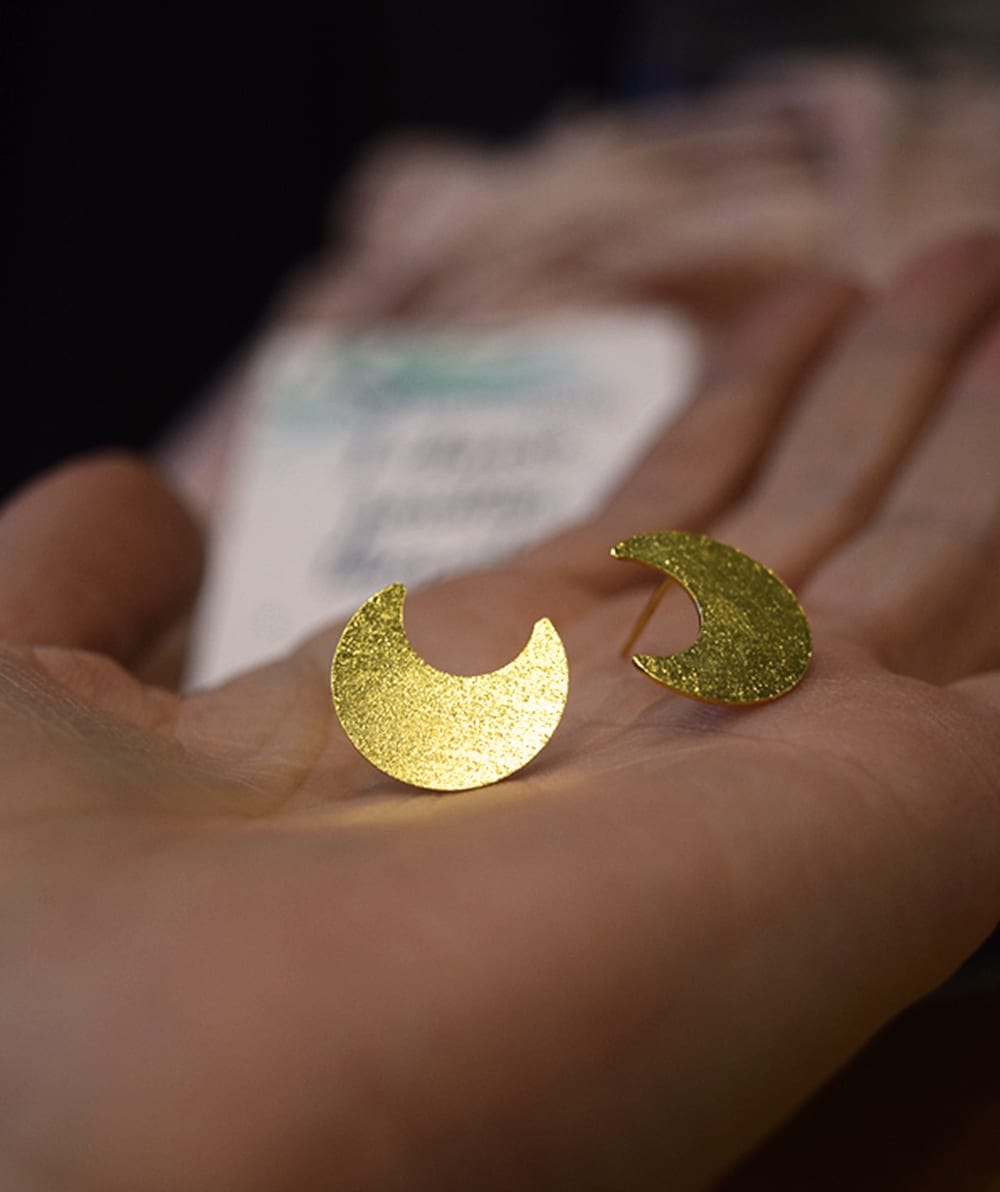 Σκουλαρίκια Καρφάκια Φεγγάρι Small Επίχρυσα 77764