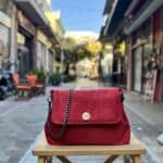 Τσάντα Χιαστί Suede Κόκκινο 10