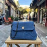 Τσάντα Χιαστί Suede Μπλε2