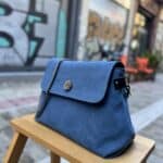Τσάντα Χιαστί Suede Μπλε3