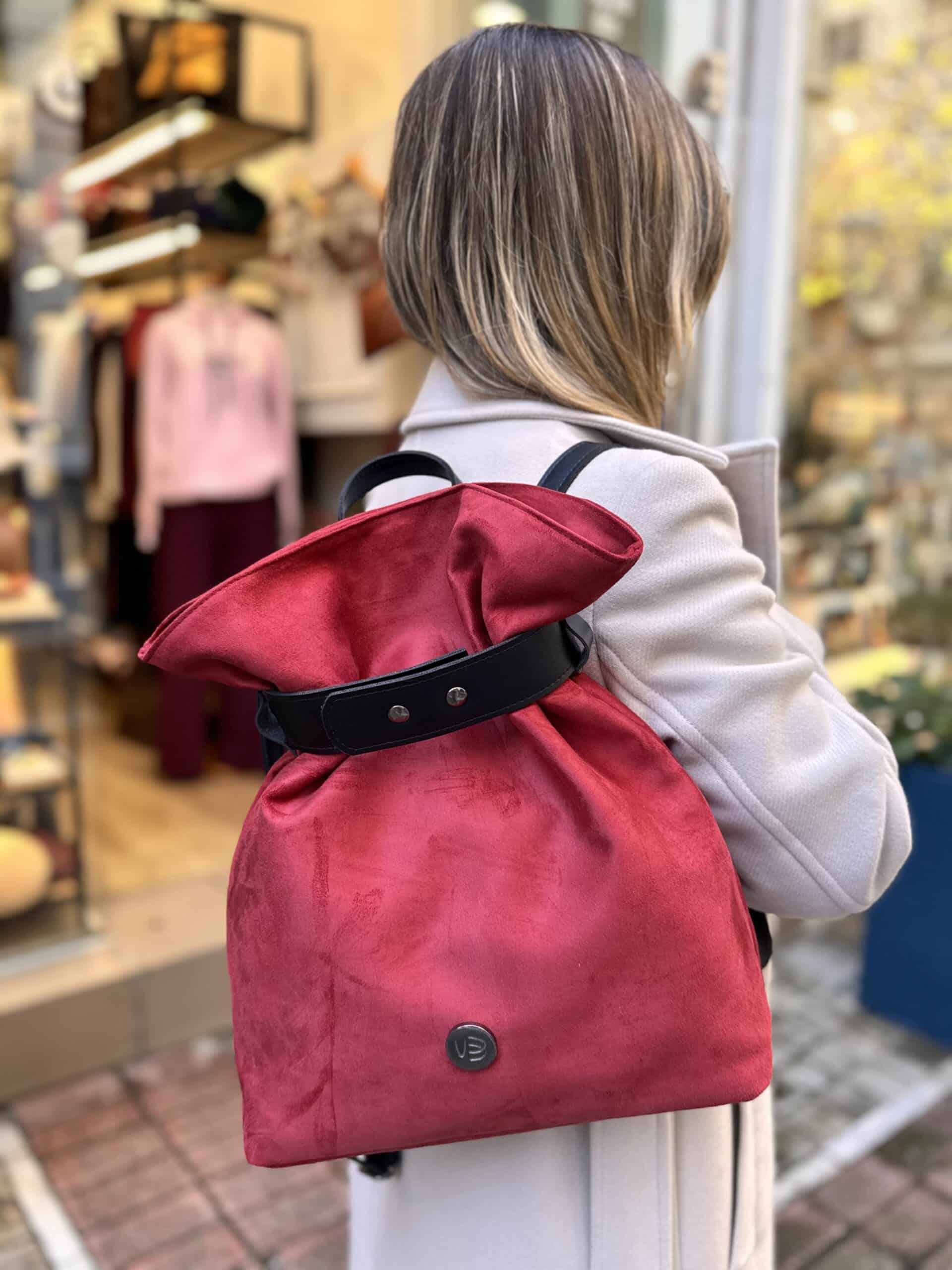 Τσάντα Σακίδιο Πλάτης Suede Κόκκινο