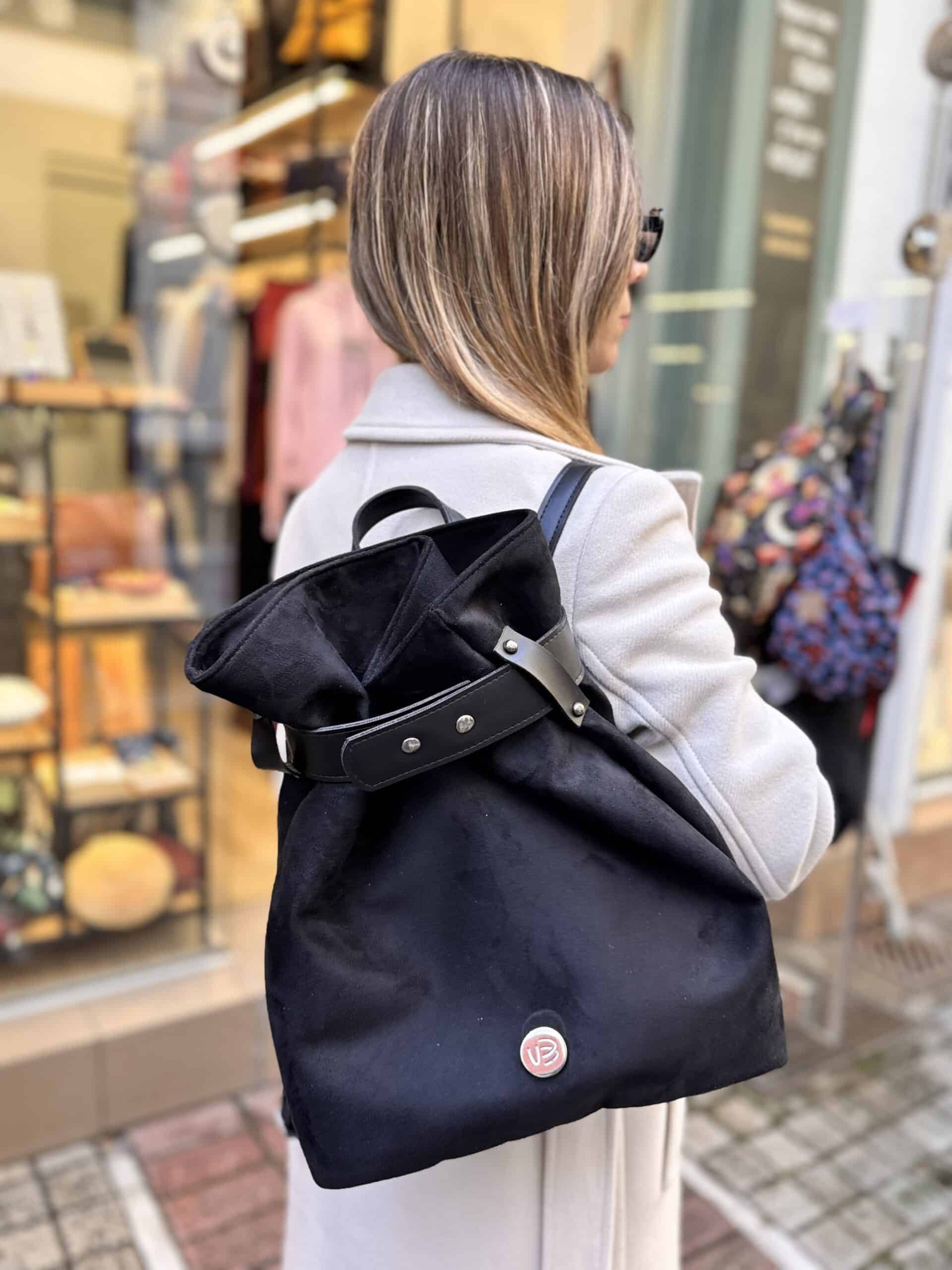 Τσάντα Σακίδιο Πλάτης Suede Μαύρο 1