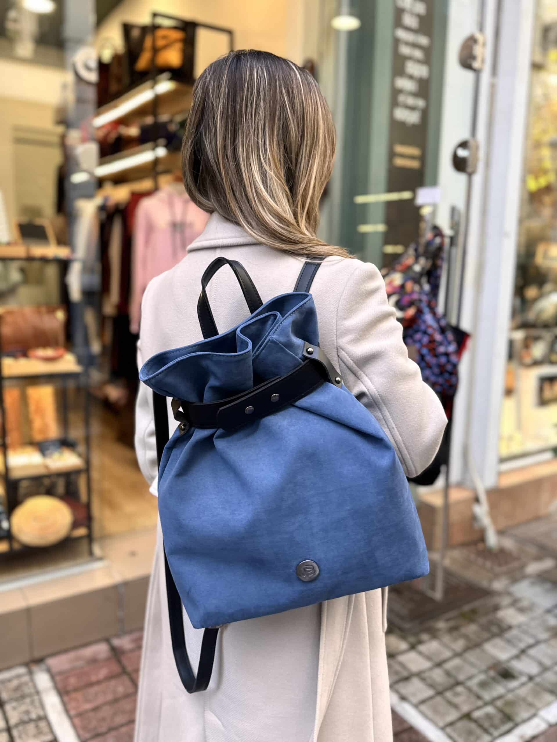 Τσάντα Σακίδιο Πλάτης Suede μπλε