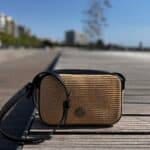 Τσάντα Μπαουλάκι Ψάθα Εκρού Δέρμα Μαύρο 2
