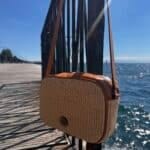 Τσάντα Μπαουλάκι Ψάθα Εκρού Δέρμα Ταμπά 2