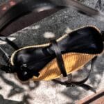 Τσάντα Ώμου Ψάθα Εκρού Δέρμα Μαύρο 5