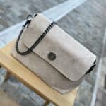 Τσάντα Χιαστί Suede Εκρού 4