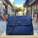 Τσάντα Χιαστί Suede Navy Μπλε 1
