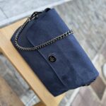 Τσάντα Χιαστί Suede Navy Μπλε 3