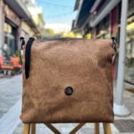 Τσάντα Ώμου Suede Καφέ Ανοιχτό 1