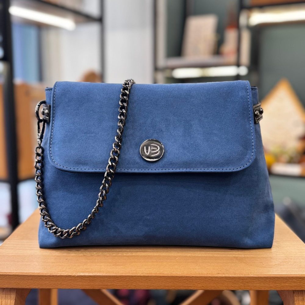 Τσάντα Χιαστί Suede Μπλε 3