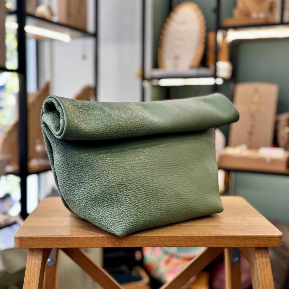 Τσάντα δερμάτινη Clutch – Πράσινο Μέντα 3