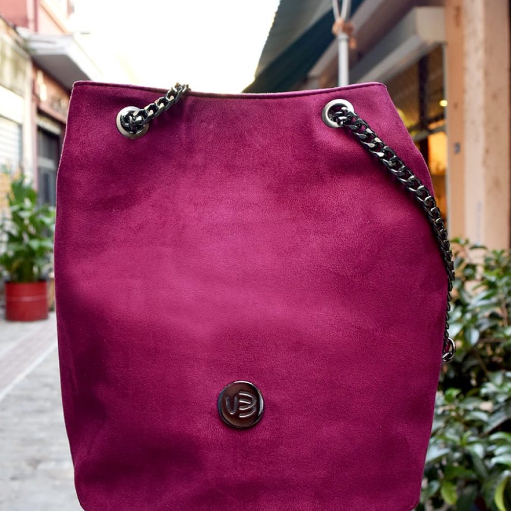 Τσάντα Ώμου Suede Μοβ 5