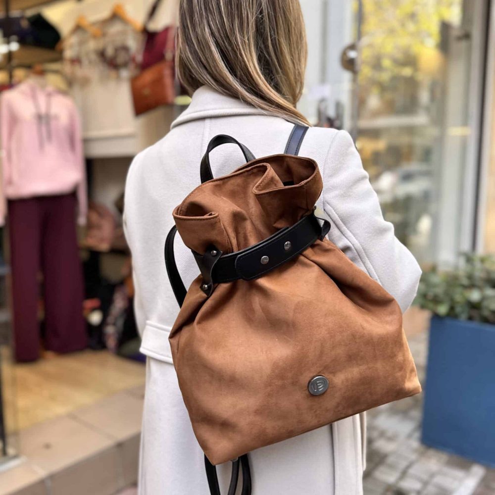 Τσάντα Σακίδιο Πλάτης Suede Καφέ