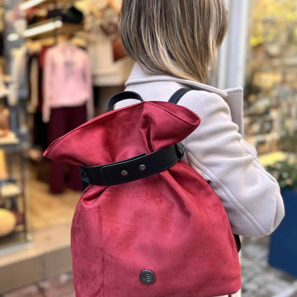 Τσάντα Σακίδιο Πλάτης Suede Κόκκινο