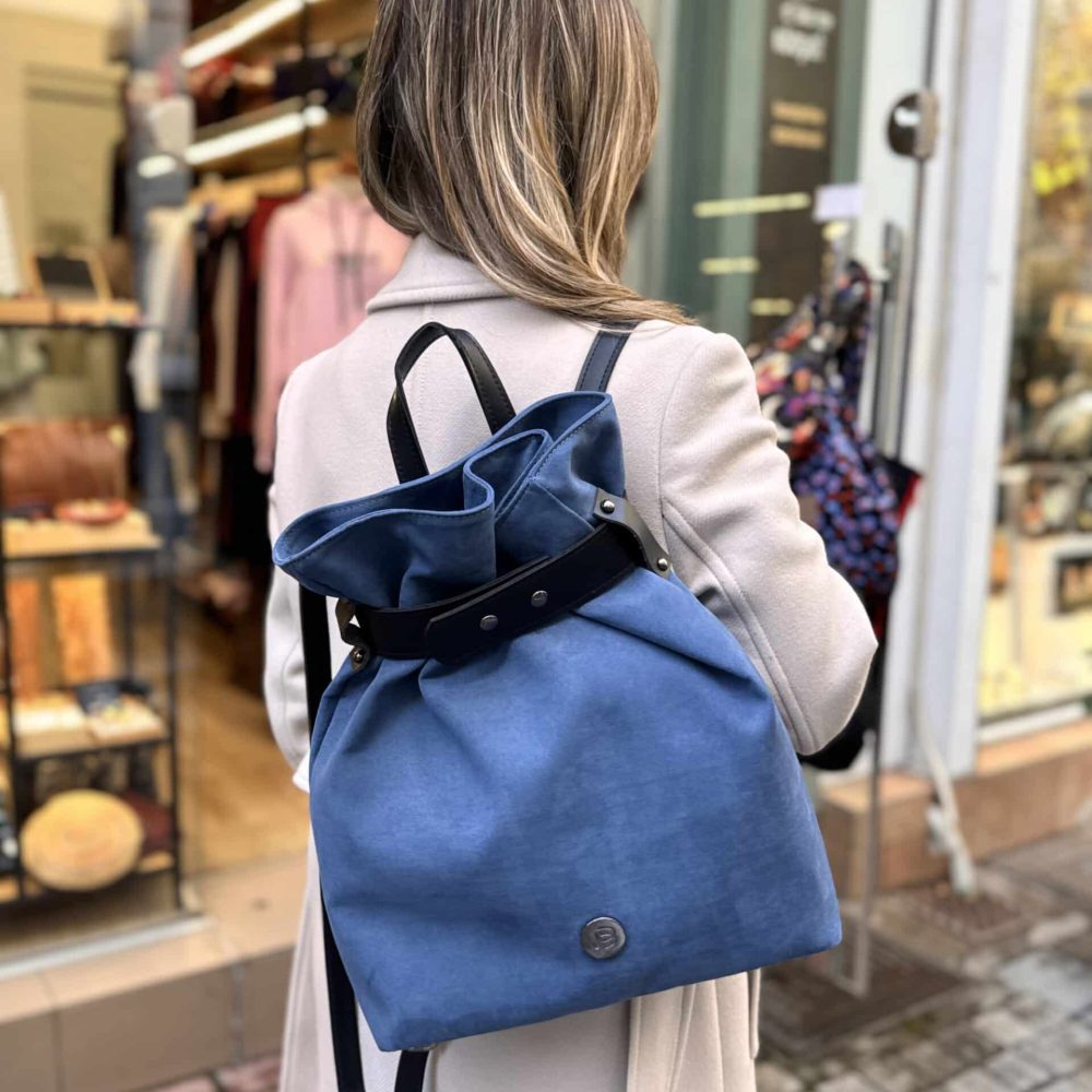 Τσάντα Σακίδιο Πλάτης Suede μπλε