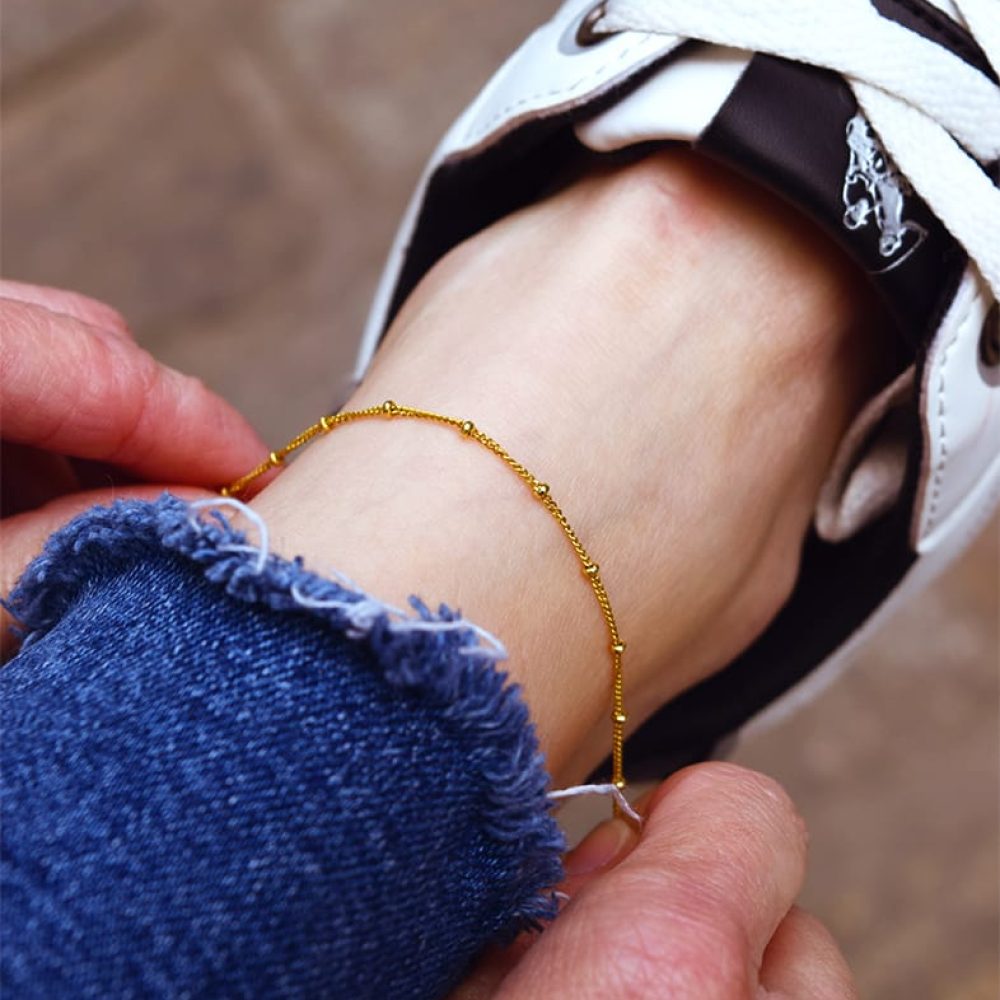 Αλυσίδα ποδιού επιχρυσωμένη Beads 4 Αλυσίδα ποδιού επιχρυσωμένη Beads 4