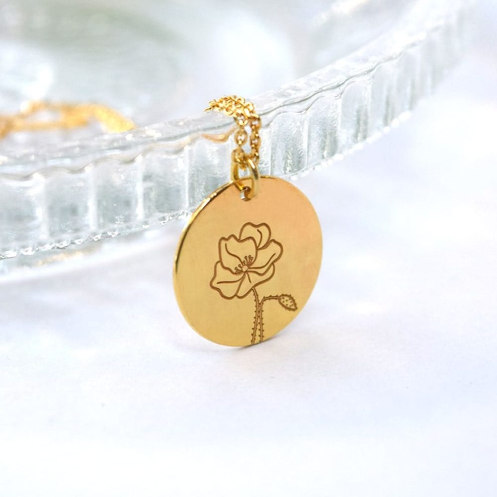 Κολιέ ασήμι επιχρυσωμένο λουλούδι γέννησης – Αύγουστος Κολιέ ασήμι επιχρυσωμένο λουλούδι γέννησης - Αύγουστος