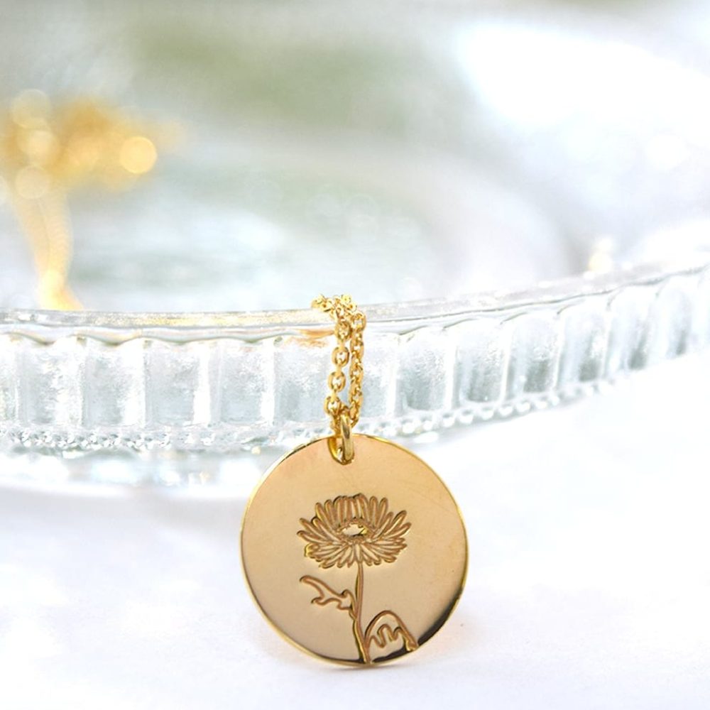 Κολιέ ασήμι επιχρυσωμένο λουλούδι γέννησης – Σεπτέμβριος Κολιέ ασήμι επιχρυσωμένο λουλούδι γέννησης - Σεπτέμβριος